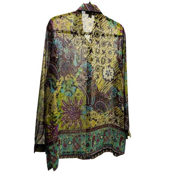Vintage GOSilk Petite Blouse Button Front Paisley Women’s Size PM - Picture 5 of 9